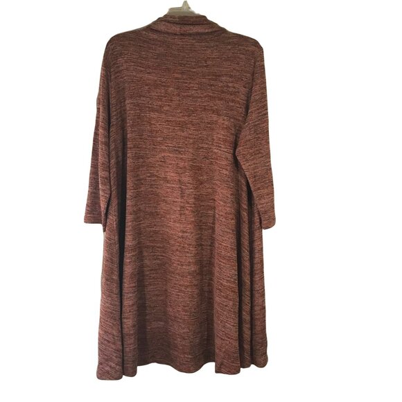P Luca Milano Women's XL Turtle Neck 3/4 Sleeve V Front Dress Brown Preowned - Picture 2 of 15